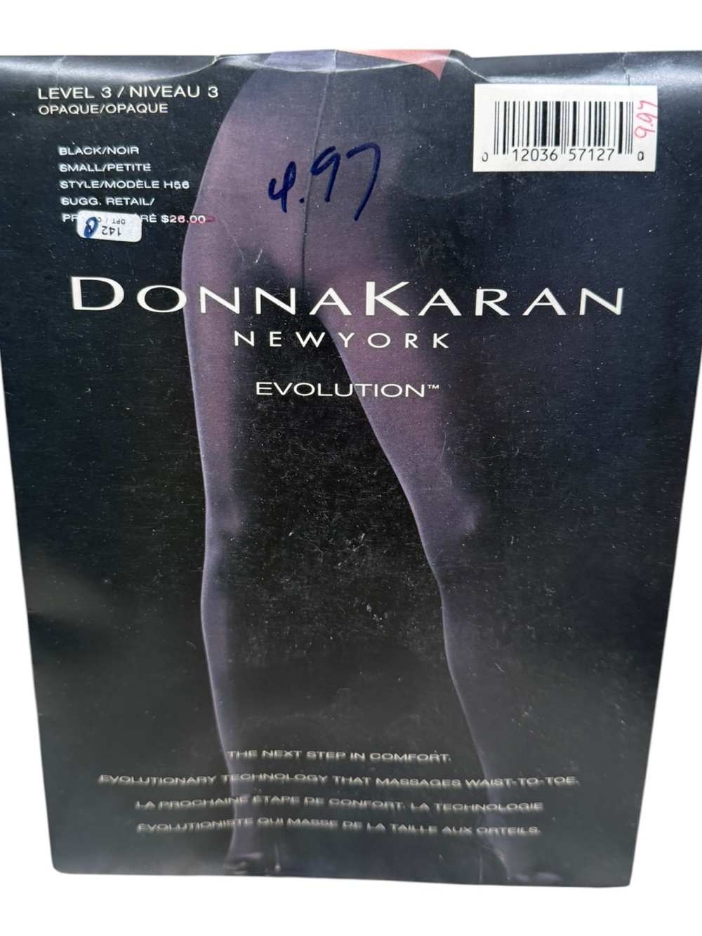 DONNA KARAN New York Evolution Opaque Pantyhose S Black Level 3 Massages Waist